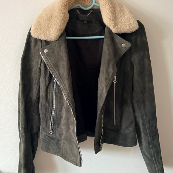 rag & bone Mack Suede Aviator Jacket, Small, Dark Grey - Picture 5 of 5